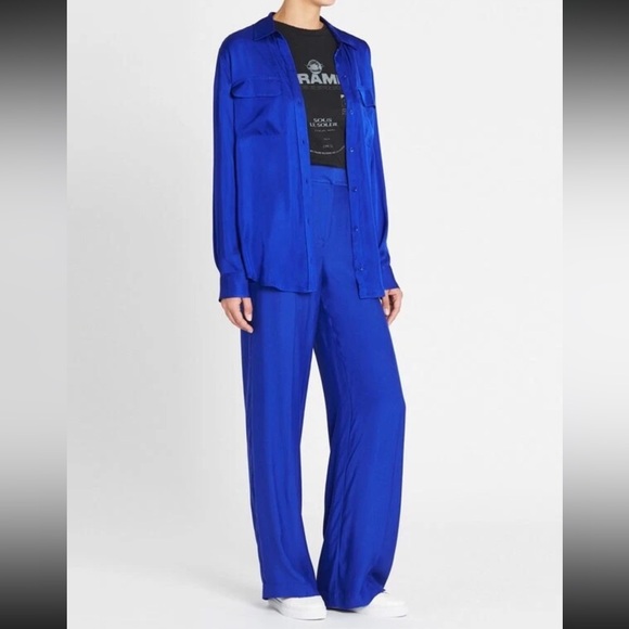 Equipment Signature Hyper Blue Satin Button Up Shirt - Picture 14 of 16